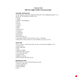 Printable Grocery List example document template