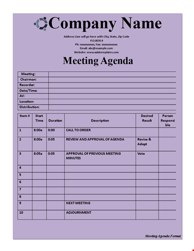 Effective Meeting Agenda Template for Productive Meetings