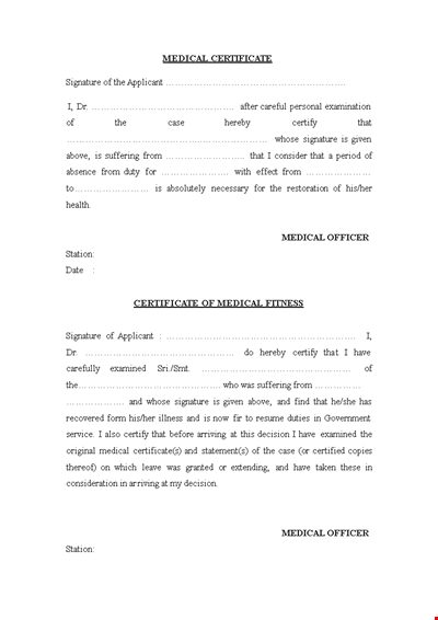 Medical Certificate Letter Template - Certify Medical with Signature