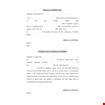 Medical Certificate Letter Template - Certify Medical with Signature example document template
