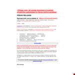 Newsworthy Press Release Template for Business and Science | SpringerLink example document template