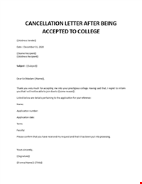 Cancellation of Admission Letter