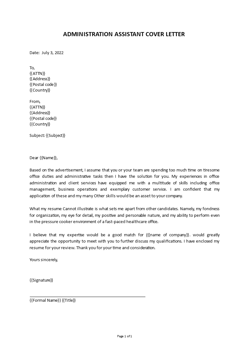 admin assistant application letter Main Image admin assistant application letter