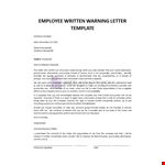 Employee written warning template free example document template