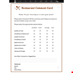 Create Effective Comment Cards | Get Valuable Customer Feedback | Comment Card Template example document template 