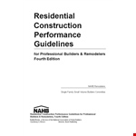 Residential Construction Checklist for Performance Guidelines & Contractors example document template