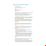 Customize Your Independent Contractor Agreement example document template