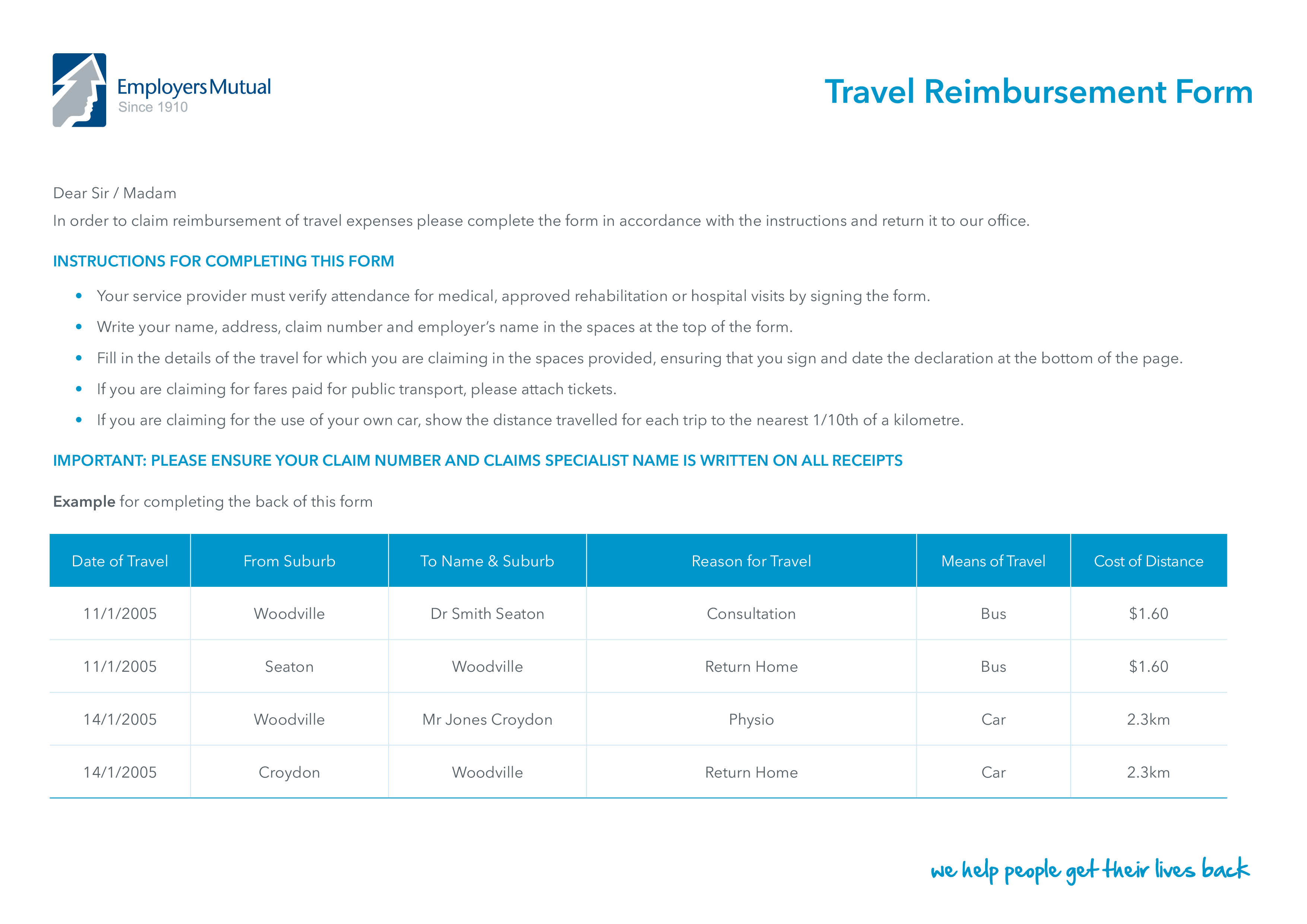 Travel Reimbursement Form