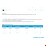 Travel Reimbursement Form example document template