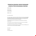 Financial Regional Service Manager cover letter example document template