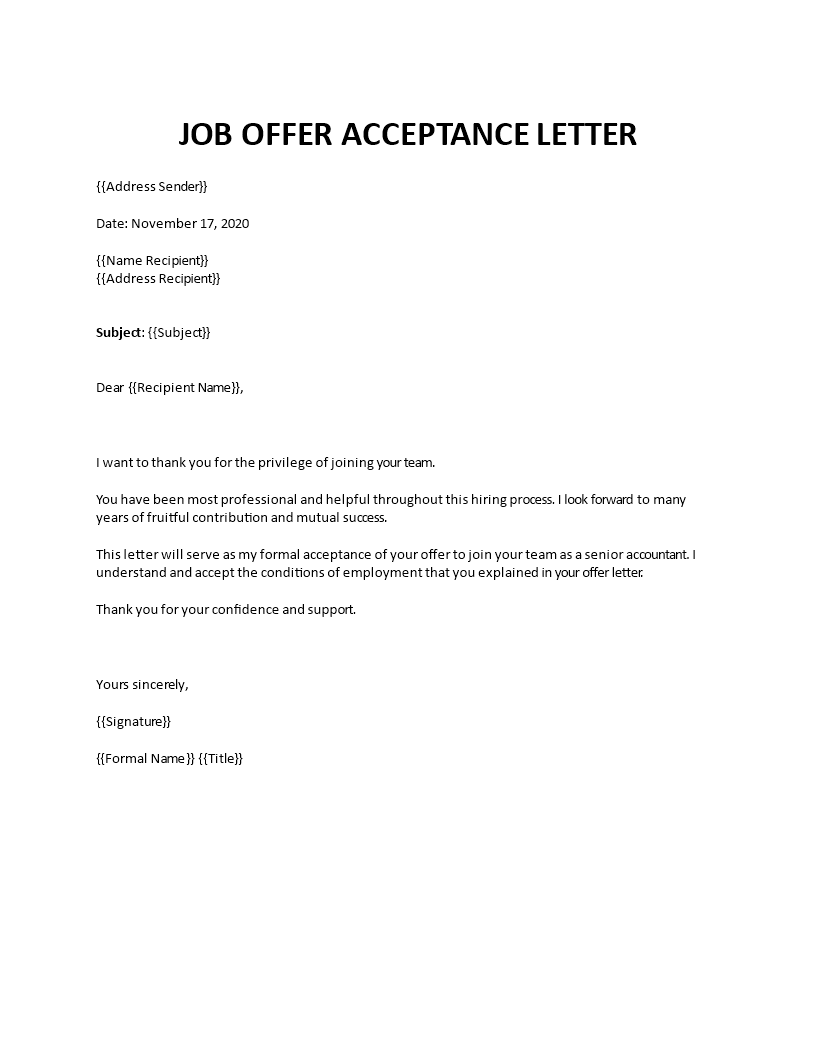 accepting a job offer