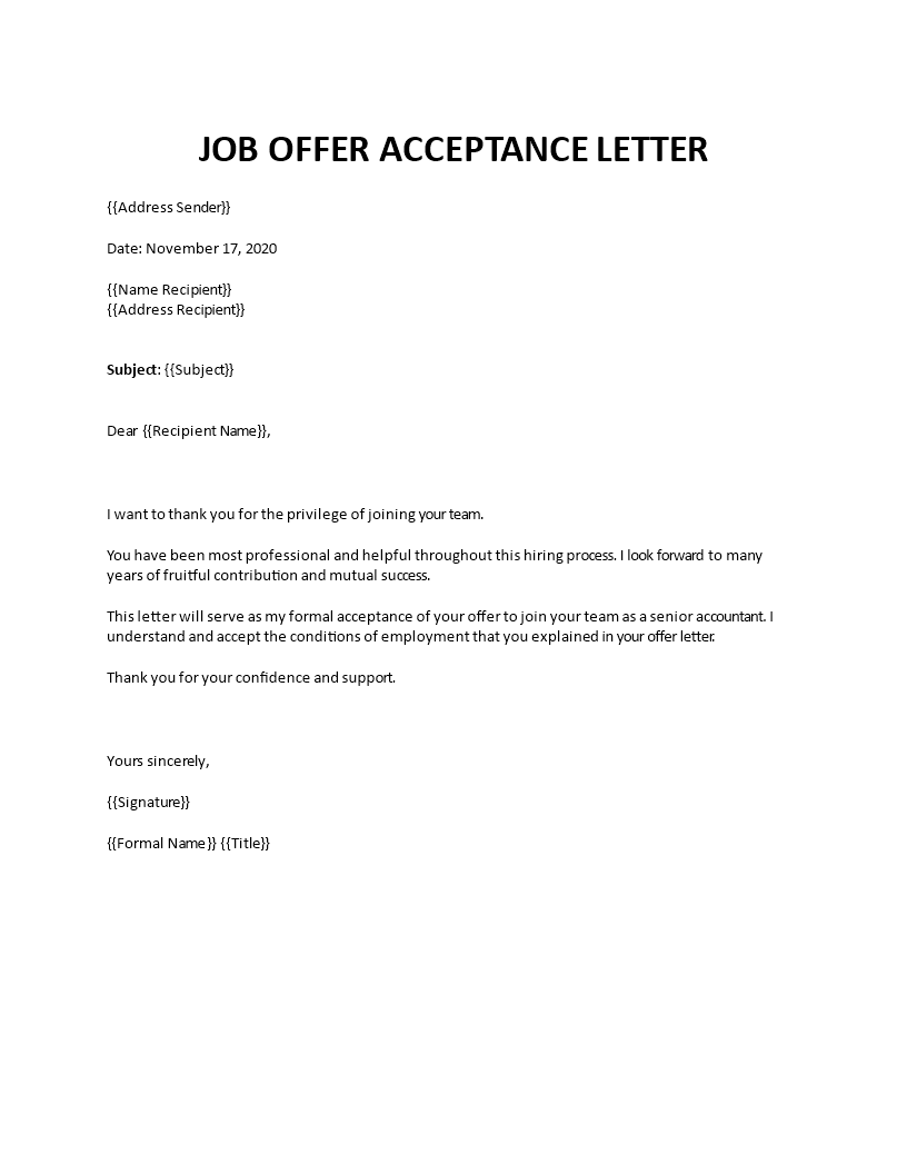 Accepting a job offer