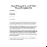 Finance manager accounting cover letter example document template