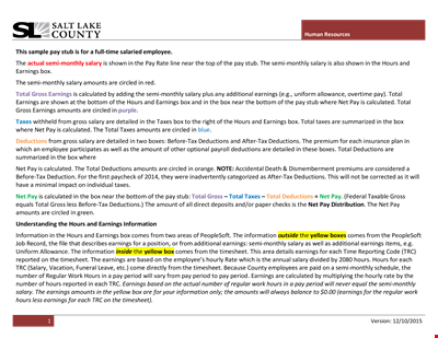 Salary Pay Stub Template - Calculate Total Hours and Earnings Efficiently
