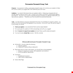 Sample Persuasive Essay Research Task example document template
