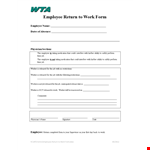Return to Work Form for Employees - Easily Fill and Sign Online example document template
