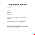 Operations Analyst Application Letter example document template