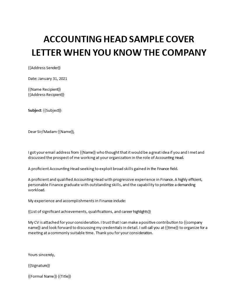 accounting head cover letter Main Image accounting head cover letter