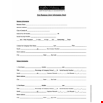 New Business Information Sheet - Easily Capture Number, Address, and Phone Details example document template