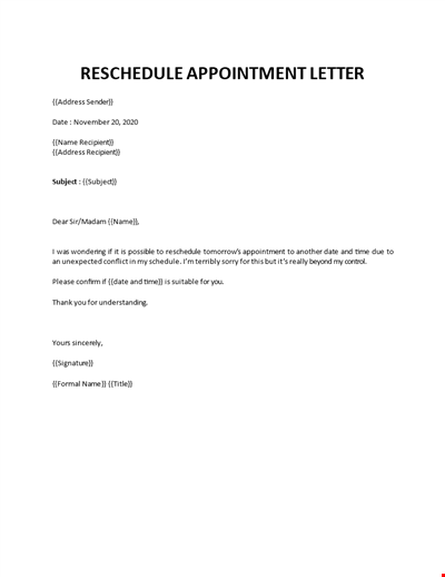 Reschedule Meeting Letter