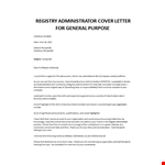 Registry Administrator cover letter example document template