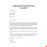 Complaint letter about colleague example document template