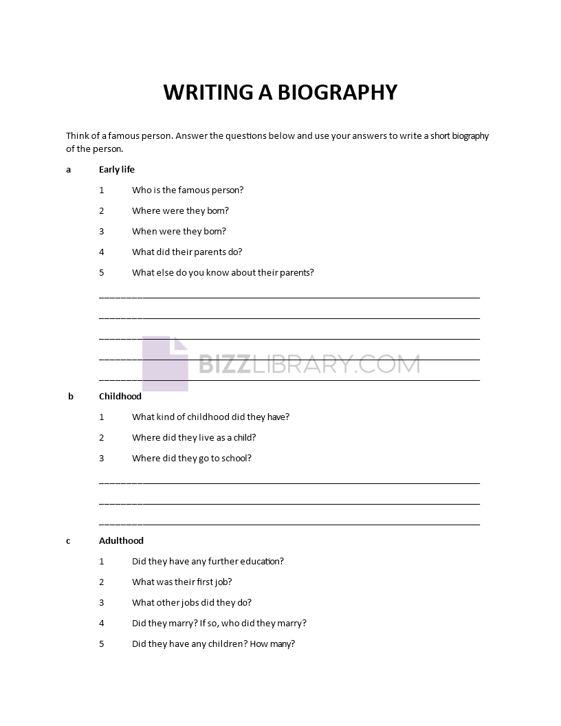 writing a biography  template