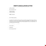 Party Cancellation Letter example document template
