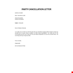 Party Cancellation Letter example document template 