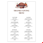 Thanksgiving Menu Template for Easy Meal Planning | Free Download example document template 