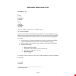 Employee Verification Letter example document template