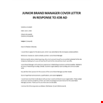 Junior Brand Manager cover letter example document template