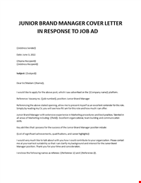 Junior Brand Manager cover letter
