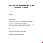 Junior Brand Manager cover letter example document template 