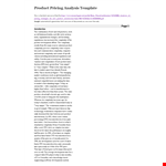 Product Pricing Analysis Template example document template 