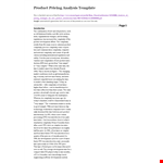 Product Pricing Analysis Template example document template