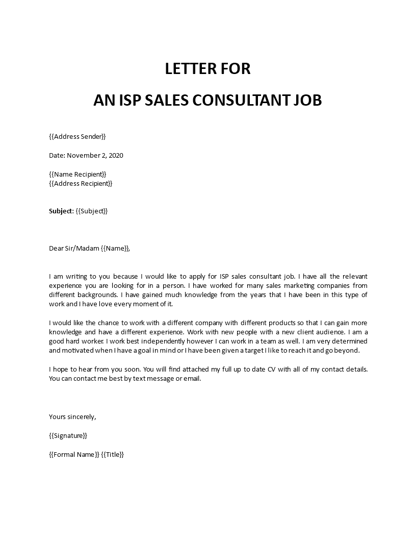 sales cover letter example template