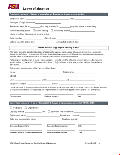 Leave of Absence Template - Request and Approval Form for Employee Leave