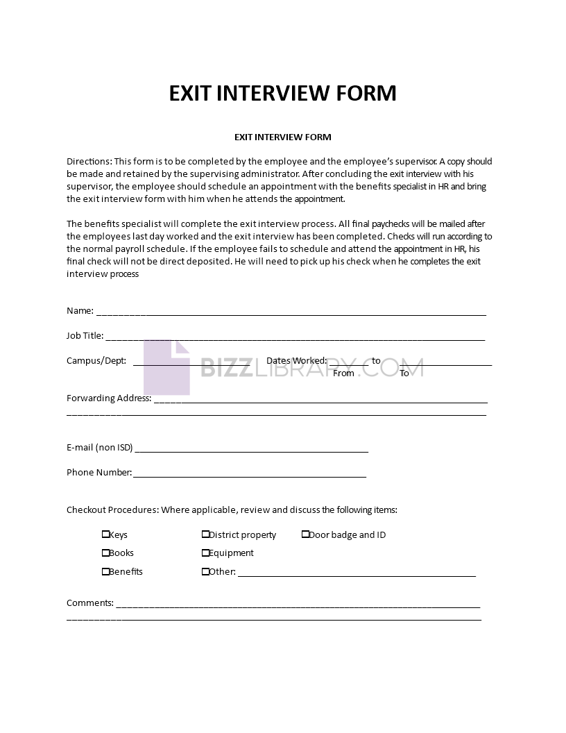 exit interview form template