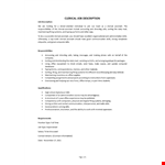 Clerical Assistant Job Description example document template
