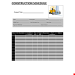 Construction Project Work Schedule Template example document template 