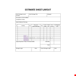 Estimate Sheet Layout example document template