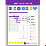 Template for Place Cards example document template