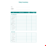Daily Inventory Template - Track Amounts of Sugar, White Baking Powder example document template