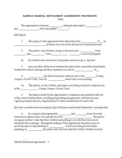 Marriage Contract Template - Create a Binding Agreement for Parties, Husband, and Wife