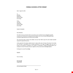 Formal Business Letter Format example document template