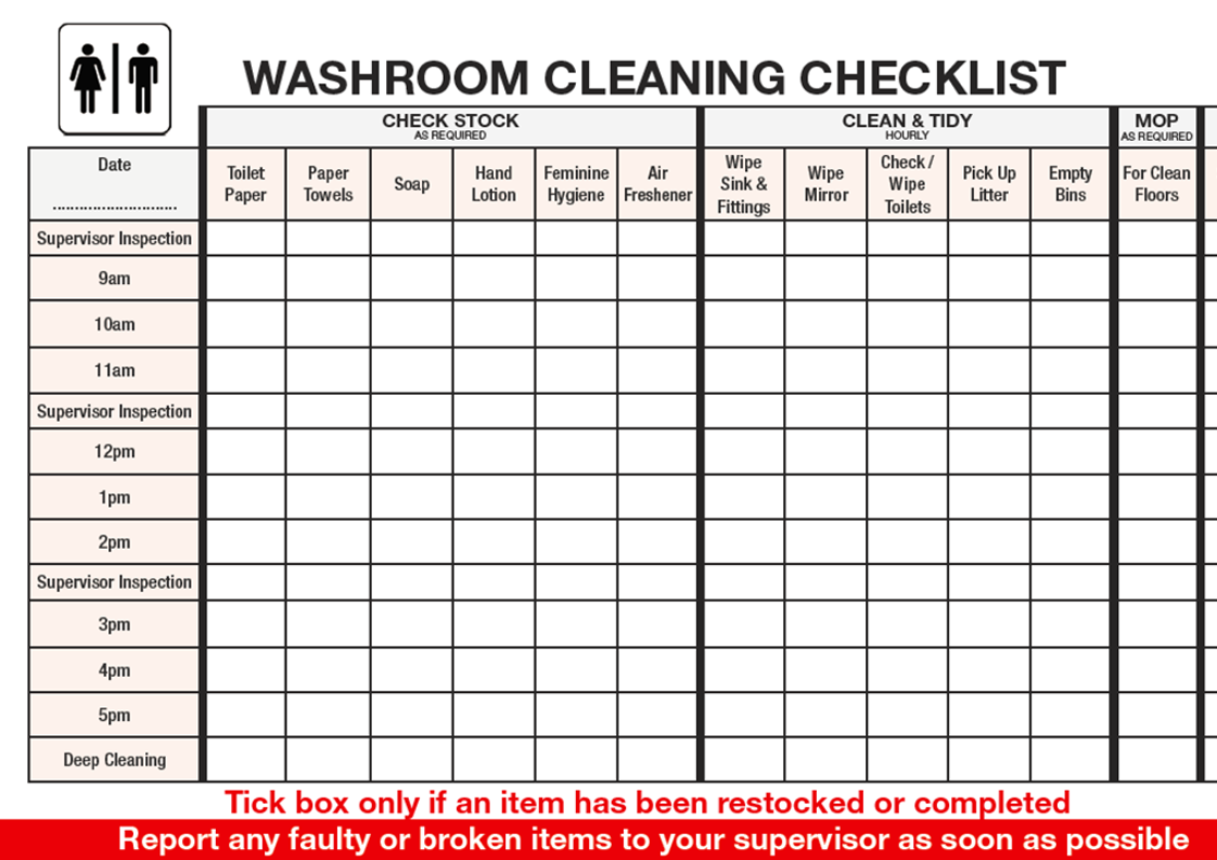 printable bathroom cleaning checklist sample