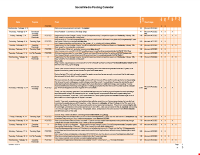 Free Social Media Posting Calendar Template - Plan, Organize and Schedule Your Posts Effortlessly!