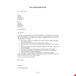 Call Center Representative Cover Letter example document template