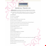 Wedding Day Items Checklist example document template